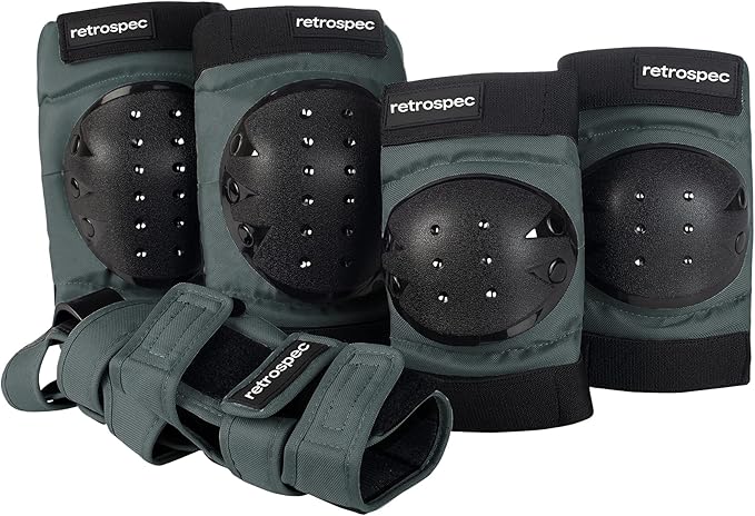 Retrospec Knee Pads, Elbow Pads & Wrist Guards for Men, Women & Kids - Protective Gear for Skateboarding, Roller Skate, Rollerblade, BMX & Scooter - Multi Sport Pad Set