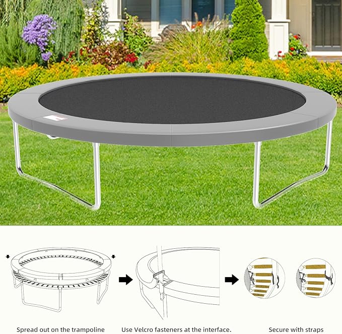 Trampoline Spring Cover, 10ft/12ft/14ft/15ft/16ft Trampoline Replacement Safety Pad, Waterproof Trampoline Accessories Pad for Round Frame