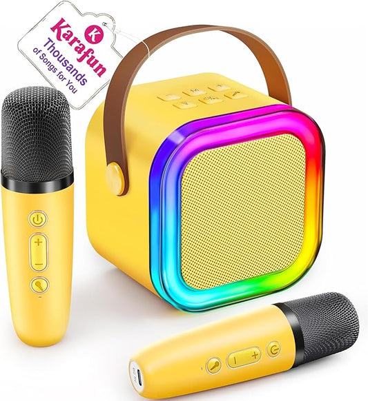 IROO Mini Karaoke Machine for Kids, 2025 TOP Toys Birthday Gifts Ideas for Girls Ages 4, 5, 6, 7, 8, 9, 10, 12+ Years Old, Portable MP3 Player with 2 Wireless Mics for Party
