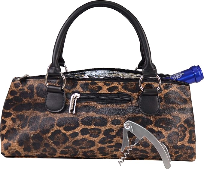 Wine Clutch Bag (Thermal Insulated) Trendy Women’s Carry Tote | Holds Red & White 750mL Bottles | Trendy Fashion | Incl. Portable Waiter-Style Corkscrew (Cougar)