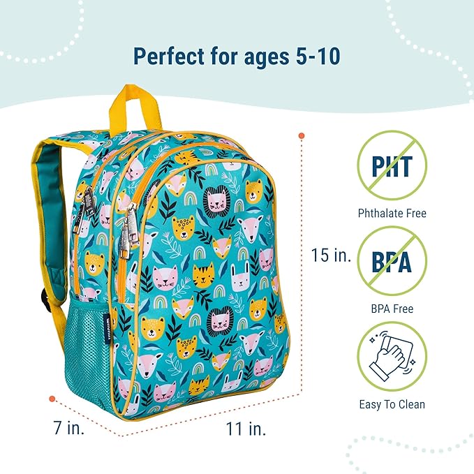 Wildkin 15-inch Kids Backpack – Durable, Padded, Adjustable for School & Travel - Party Animals