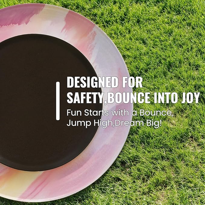 LAMERGE 55" 7-in-1 Round Trampoline for Kids Boys & Girls Ages 1-8, Indoor & Outdoor Trampoline for Fun, Adjustable Height Handrail ＆ Enclosed Safety Net ＆ Durable Designs for Toddlers Children