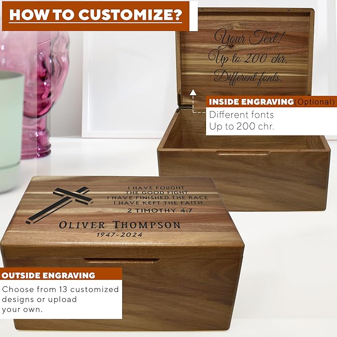 Memorial Box Unique Sympathy Gift - In Memory of Loved One Gifts Personalized, Memory Box for Keepsakes Death, Bereavement Gift Loss of Husband Remembrance Gifts Loss of Wife, 11.5x8.5x5.5 in