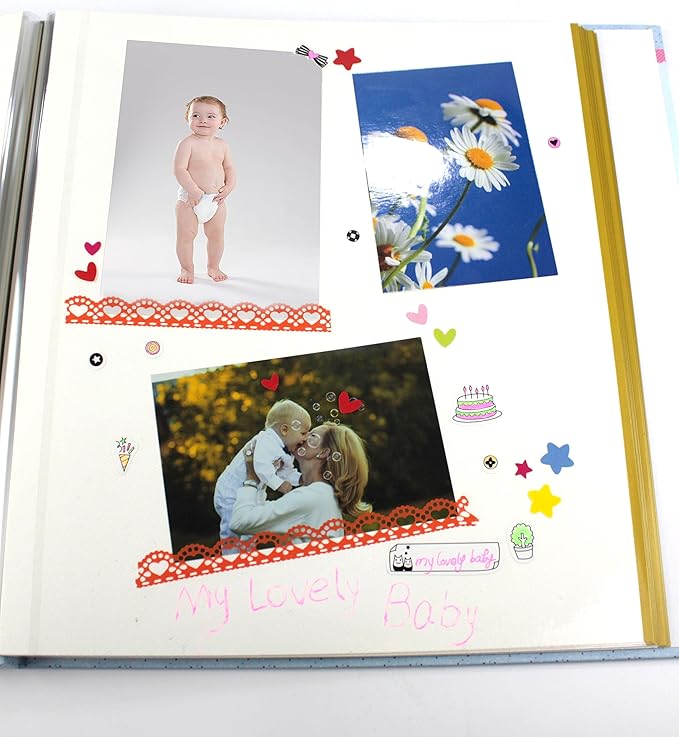 Self-Adhesive Photo Album, Dust-free, glue free and waterproof Scrapbook Album, Family album, Leather Cover, Hand Made DIY Albums Holds 3x5, 4x6, 5x7, 6x8,8x10 photos