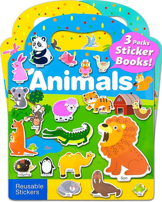Reusable Sticker Book for Toddlers 2-4 Years, Stickers for Kids, Toddler Sticker Book Ages 1-3, Toddler Craft Activities, Toddlers Travel Toys Ages 2+ Boy Girl Birthday Gifts