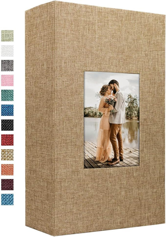 Vienrose Linen Photo Album 420 Pockets for 4x6 Photos Fabric Cover Photo Books Slip-in Picture Albums for Wedding Baby Vacation