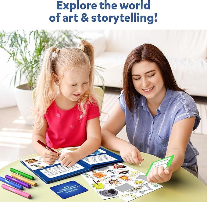 Skillmatics Storybook Art Kit - Create Adventure Stories, DIY Craft & Writing Kit with 300+ Stickers, Scrapbooking & Journal Activity, Gifts for Kids Ages 5, 6, 7, 8, 9, 10