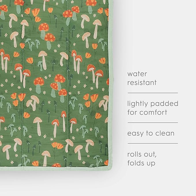 Little Unicorn 5'x5' Outdoor Family Picnic & Beach Blanket | Durable & Water-Resistant Fabric | Compact Fold & Easily Wipes Clean | Zipper Pocket (Woodland Mushroom)