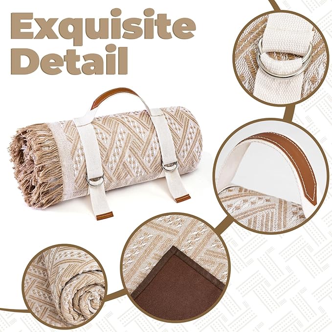 Genovega 2 in 1 Extra Large 80"* 80" Rug Picnic Waterproof Outdoor Beach Blanket Foldable Camping Mat Summer Camp Equipment Honeymoon Stuff Hawaii Essentials Hunting Accessories Car Set Women Gifts