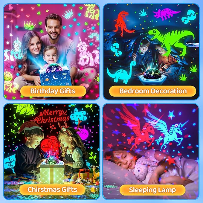 One Fire Night Light for Kids Gifts, 6 Films+78 Lighting Modes Ceiling Star Projector, Rechargeable Night Light Projector, 360°Rotating Star Lights for Bedroom Decor, Sensory Toys for Baby Boy Gifts
