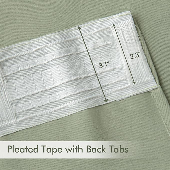 MIULEE Back Tab Sage Green Curtains 102 Inch Long 2 Panels Set for Living Room Bedroom, Rod Pocket/Pinch Pleated Light Blocking Thermal Insulated Room Darkening Floor to Ceiling Blackout Drapes