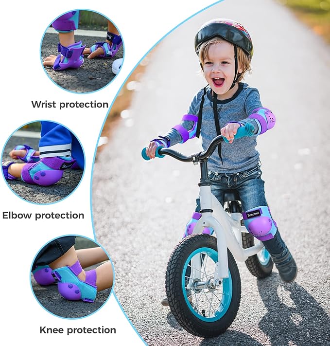 BOSONER Kids/Youth Knee Pad Elbow Pads for Roller Skates Cycling BMX Bike Skateboard Inline Rollerblading, Skating Skatings Scooter Riding Sports