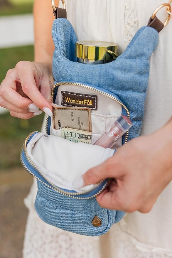 WanderFull® Original HydroBag® Collection, Water Bottle Holder w/Strap & Phone Pocket, Hands-Free Crossbody Water Bottle Bag