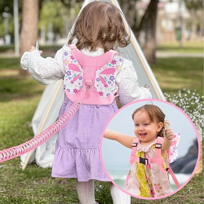 Accmor Toddler Harness Leash, Cute Butterfly Kids Leash + Anti Lost Wrist Link for Outdoor Travel, Adorable Child Walking Harness Wristband Assistant Strap Belt Keep Kids Close for Baby Boys Girls