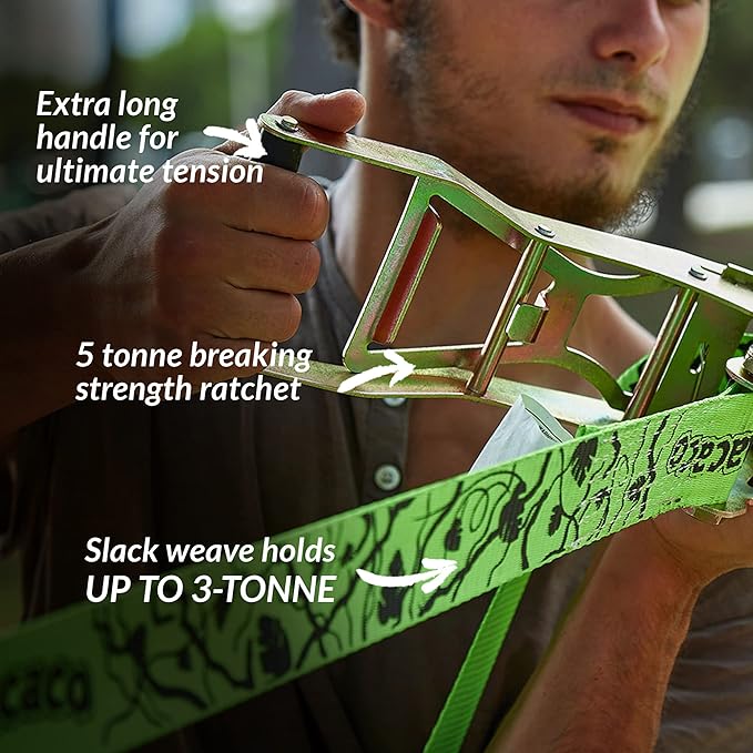 85ft Slackline Kit for Kids and Adults | Beginner Friendly Slackline | Slack Line Set with Tree Protectors, Cotton Carry Bag & Steel Ratchet | Outdoor Gym for Kids