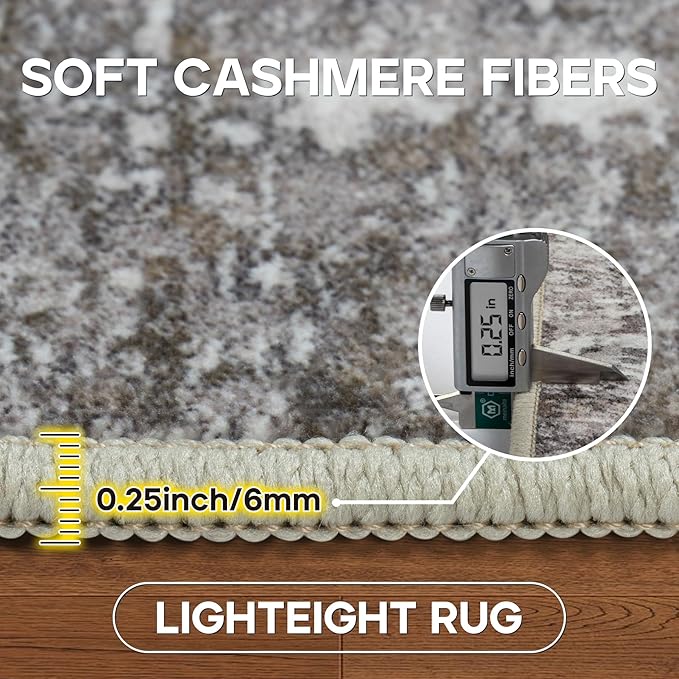 4x6 Area Rugs for Living Room Rug Washable: Modern Large Rug for Dining Room Bedroom Carpet Non Slip Low Pile 4 by 6 Indoor Abstract Nursery Home Office Black Gold