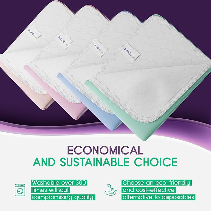 Incontinence Bed Pads - 4 Pack Reusable Waterproof Sofa, Mattress Protectors - Highly Absorbent, Machine Washable - for Children, Pets and Seniors - Assorted Colors (36" x 42" - 4 Pack - Multi Color)