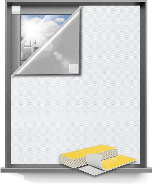 Sumobaby Blackout Curtains for Bedroom 114"x57" Portable No Drill Black Out Curtains with Heat-Resistant Magic Tapes,100% Blackout Blinds Easy to Cut Fit for Home Cinema,Dorm Room,Nursery(White)