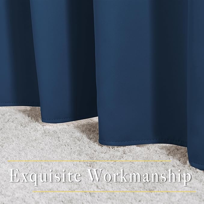 NICETOWN Blackout Moroccan Blue Curtains for Bedroom - Thermal Insulated Grommet Solid Window Treatments Energy Saving Sound Reducing Drapes for Bathroom, 2 Panels, W46 x L54