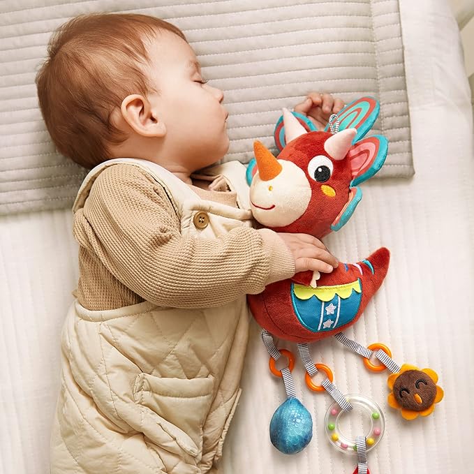 TUMAMA Dinosaur Plush Toy with Wind Chime, Car Seat Stroller Stroller Crib Hanging Toys, Baby Toys for 0 3 6 9 12 Months