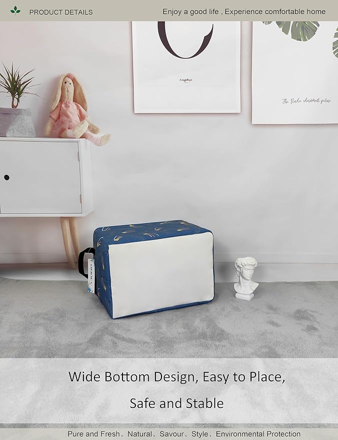 Rectangular Folding Laundry Basket,waterproof Canvas Basket,gift basket,Suitable for children's room,Office,Clothes,Toys Storage（Blue Meteor)