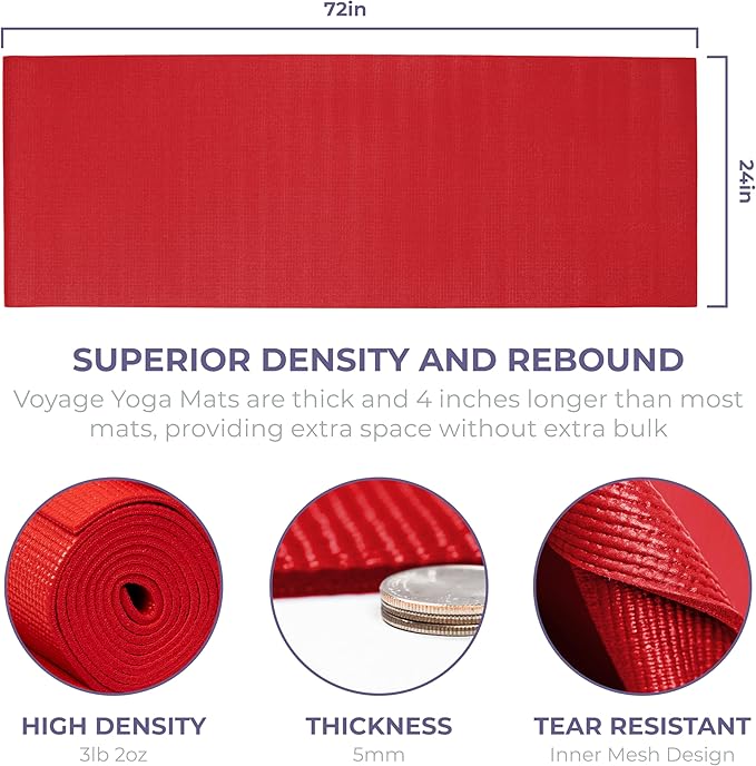 Sunshine Yoga Voyage Yoga Mat, 10 Pack, 72" x 24" Professional Studio and Gym Bulk Yoga Mats, 5mm Thick, Durable, Anti-Tear, Non Slip Fitness and Exercise Mats