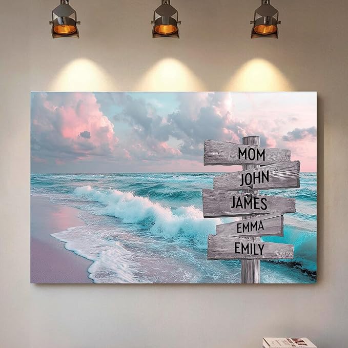 Personalized Gifts for Mom Family Names Street Custom Multi-Name Date of Birth Vintage Street Sign Happy Mothers Day Canvas Wall Art Best Christmas Gifts for Mommy from Daughter Son Children Kids #7