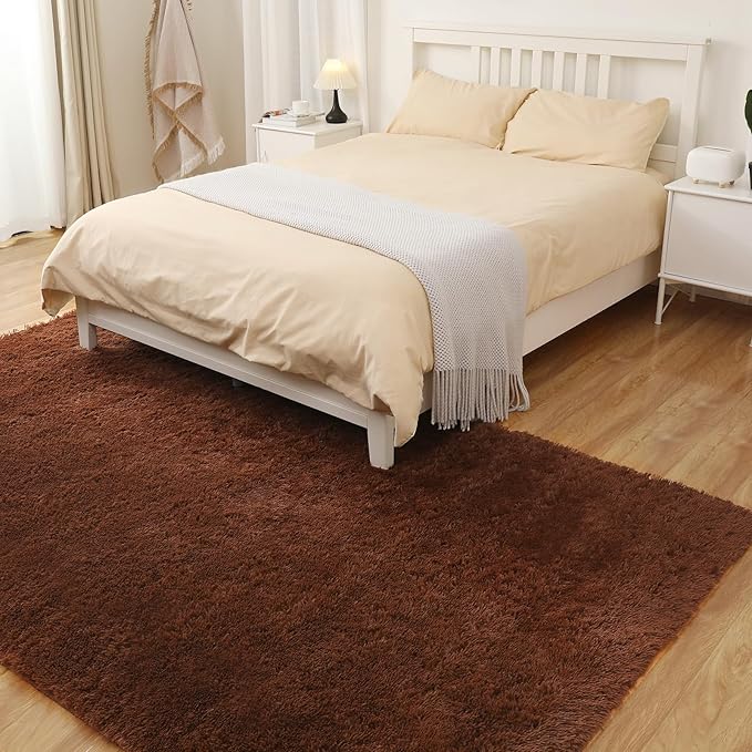 Luxury 3x5 Area Rug, Ultra Soft Rugs for Living Room, Plush Carpet Rugs for Bedroom, Non-Slip Indoor Rug for Nursery, Study Room, Playroom, Home Decor, Brown