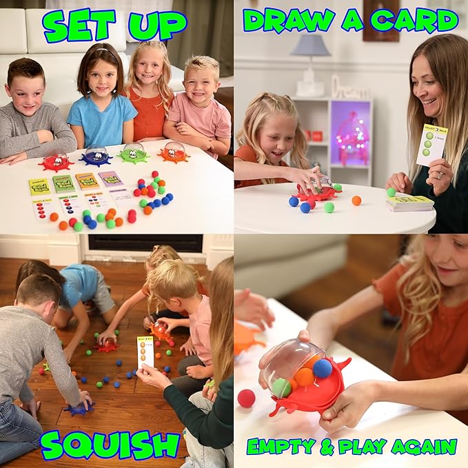 Funwares Colorful Squid Squish: Fast-Paced Floor Game for Kids, Interactive Learning, Hand-Eye Coordination, Counting and Color Game, Active Play, 2-4 Players, Ages 4-8