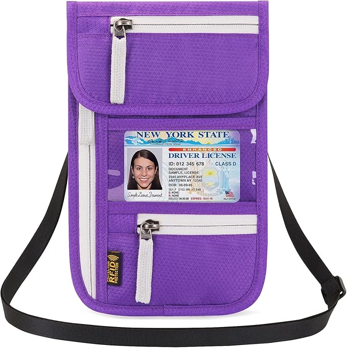 Neck Wallet Lightweight RFID Blocking Waterproof Travel Pouch for Women Men