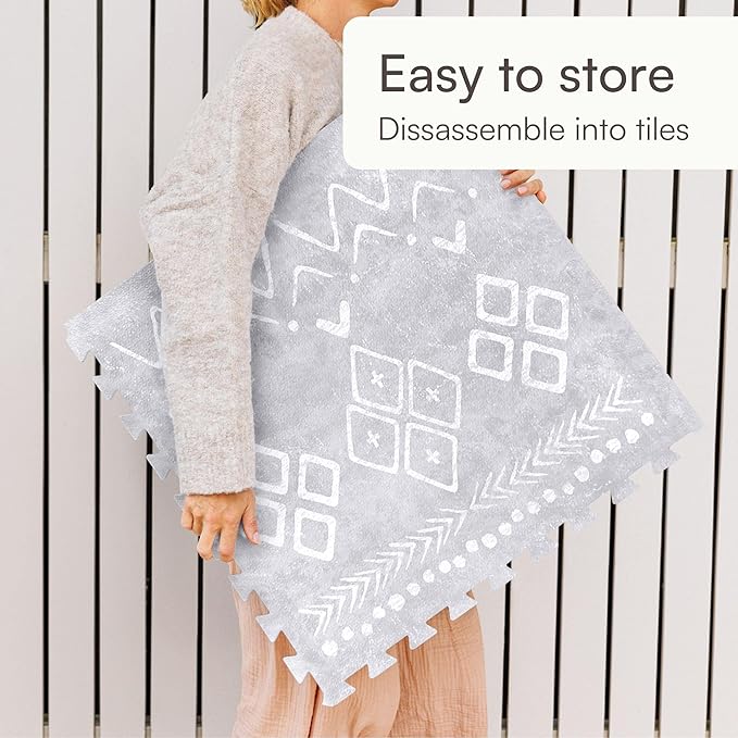 Lillefolk Baby Play Mat for Floor – 6x8ft Gray | Soft Non Toxic Premium EVA Foam Tiles for Tummy Time, Crawling & Playroom – Waterproof Interlocking Floor Mat for Babies & Toddlers (12 Tiles)