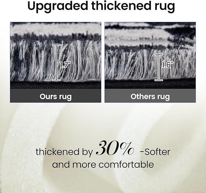 Super Soft Rug for Bedroom, 6x9 Ft Grey and Black Area Rug Classic Checkered Shaggy Rug Anti-Skid High Pile Soft Fluffy Fuzzy Carpet for Living Room Bedroom Kids Room Nursery, Dorm Home Decor