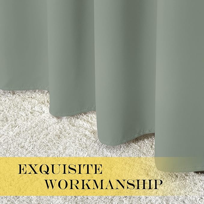 NICETOWN Blackout 78 inch Curtains for Doorway 2 Panels Set, Grommet Thermal Insulated Room Darkening Door Curtains Sound Reducing for Bedroom/Home Office, Sage Green, W52 x L78