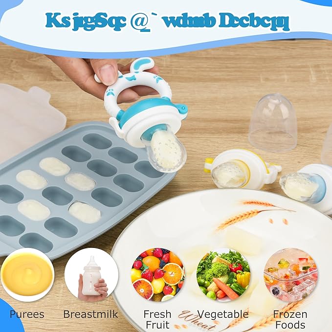 WAJIAYON Easter Bunny Baby Fruit Feeder/Food Feeder Pacifier - Infant Teething Feeders | Silicone Teether Feeder Babies | Easter Gifts for Boys and Girls | Food Pacifier for Babies-Rabbit