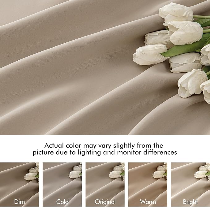 MIULEE Taupe Back Tab Blackout Curtains 90 Inches Long 2 Panels Set for Living Room Bedroom Privacy, Rod Pocket/Pinch Pleat Thermal Insulated Room Darkening Pleated Light Blocking Drapes