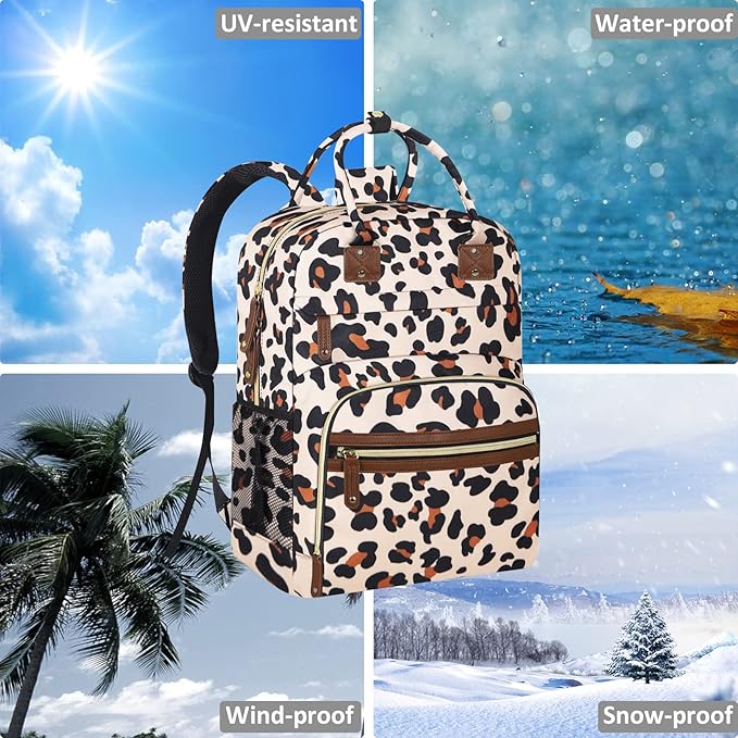 Diaper Bag Backpack Tote for Women Large Capacity, Baby with Insulated Pockets Multifunctional Bags For Girl Boy Waterproof Boys Girls Mama Maternity Travel Leopard