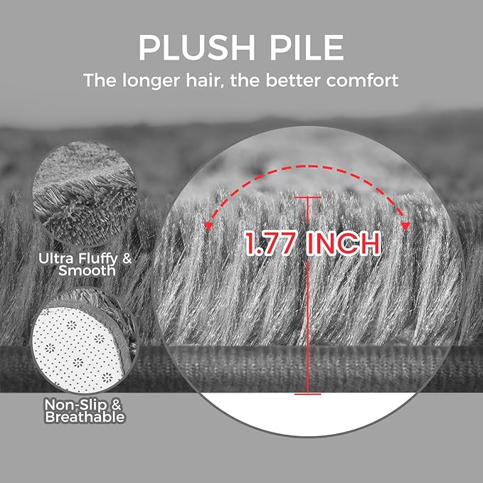 5X8 Ultra Soft Rug for Living Room, 5X8 Fluffy Shag Area Rug for Bedroom, Modern Shaggy Carpets Fuzzy Rug for Teens Dorm Nursery Home Decor Aesthetic, Upgrade Anti-Skid Durable, Grey