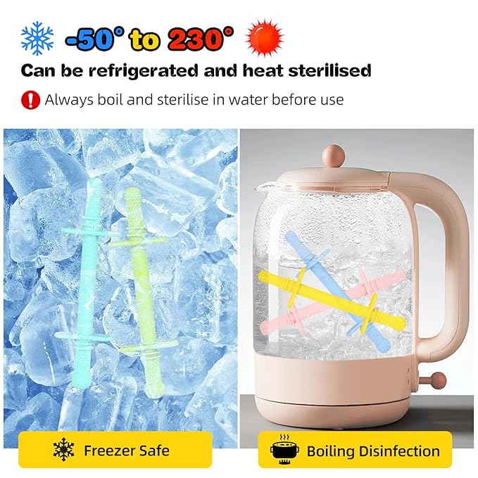 Fu Store Hollow Teether Tube Chew Straw Toy for Infant Toddlers Silicone Tubes Teething Toys for Babies 3-12 Months BPA Free/Freezable/Dishwasher and Refrigerator Safe (5 Pack)