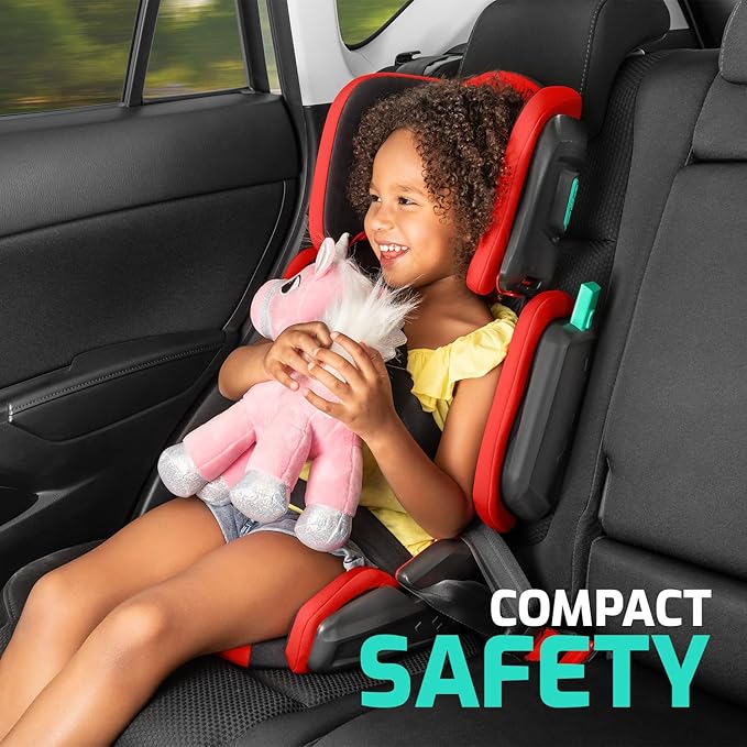 Mifold Hifold Adjustable Kids High Back Booster Car Seat with Strap – Racing Red