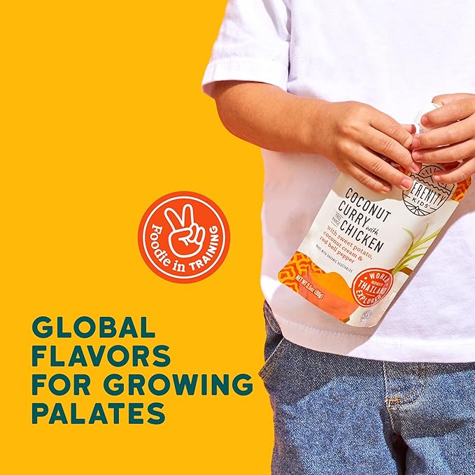 Serenity Kids 6+ Months Baby Food Pouches Chicken Coconut Curry Puree - Ethically Sourced Chicken & Non-GMO Veggies - BPA-Free for Baby Food Pouch - 3.5 Oz, 6 Pack