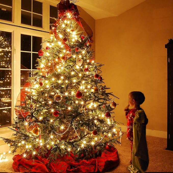 Brizled Mini Christmas Lights, 33ft 100 LED Christmas String Lights Connectable, UL Certified Energy Saving Xmas Tree Light for Indoor Outdoor Bedroom Wedding Party Xmas Tree Decoration, Warm White