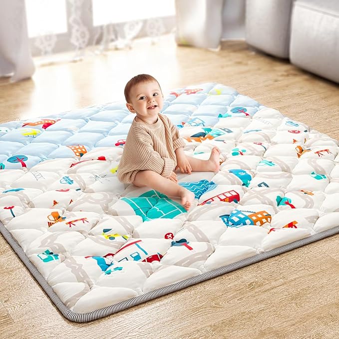 Premium Foam Baby Play Mat 50x50 Playpen Mat Thicker Cushioned Crawling Mat Waterproof Baby Floor Play Mat Non-Slip Activity Mat for Baby and Toddlers Infants Play & Tummy Time(50x50, Car)