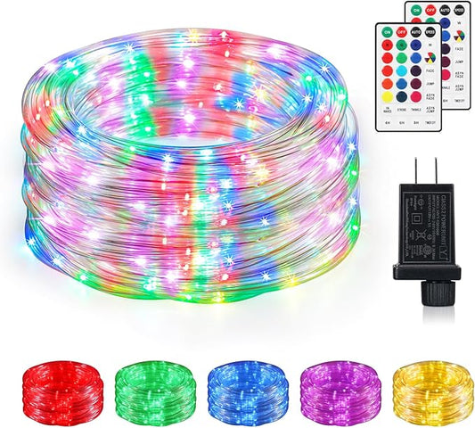 Color Changing Rope Lights 66FT 200 LED Outdoor, String Lights with Plug & Remote | Twinkle Christmas Indoor Bedroom, Waterproof Christmas Lights Outdoor, Rope Lights for Outside,16 Colors