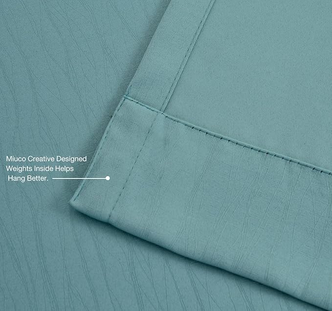 MIUCO Room Darkening Curtains Textured Grommet Thermal Insulated Blackout Curtains for Bedroom Set of 2 52x95 Inch Teal