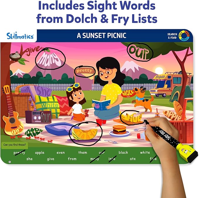 Skillmatics Search and Find Sight Words Educational Game - Reusable Preschool Learning Activities, Perfect for Toddlers & Kids Who Love Toys, Builds Vocabulary, Gifts for Ages 4, 5, 6, 7
