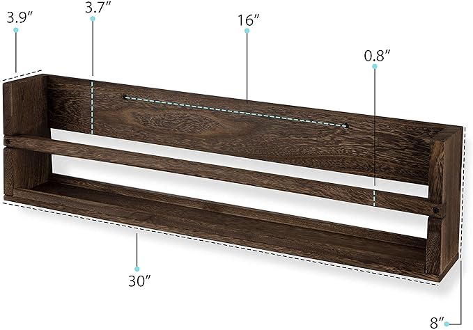 brightmaison Polynez 30" Floating Shelves for Nursery & Kids Room - Wall Multiuse Book Shelves, Set of 2 Brown Wood