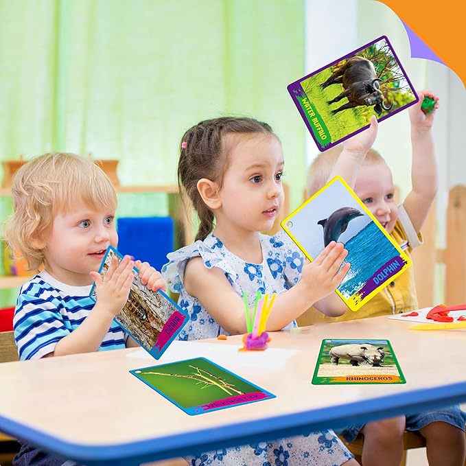 My First 120 Animals, 60PCS Realistic Zoo Animal Cards Farm/Wild/Marine Animals/Insects/Birds Flashcards Montessori & Science Educational Toys Preschool Learning for Homeschool Preschool Toddler Kids