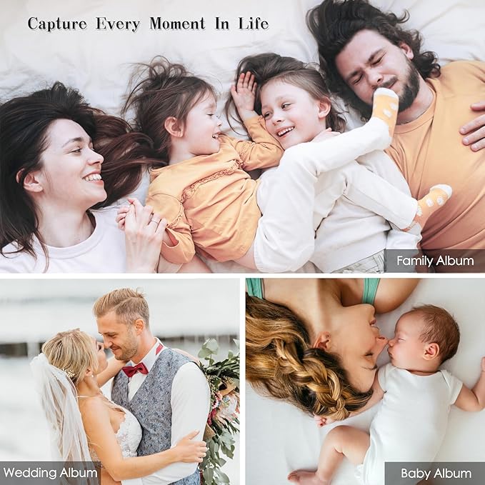 Spbapr Large Photo Album Self Adhesive 60 Pages Linen cover DIY Magnetic Scrapbook album with A Metal Pen Hold 3x5 4x6 5x7 6x8 8x10 Pictures Orange