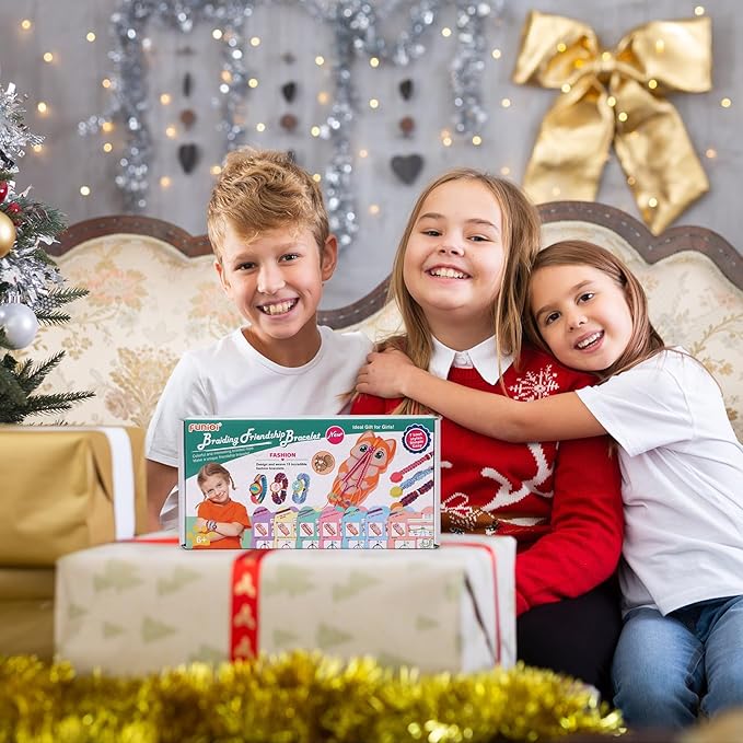 FUNiOi Bracelet Making Kit for Girls 8-10 12 Year Old - DIY Friendship Bracelets Crafts Toys for Kids Ages 6, 7+, Cool Birthday Gift Idea - Cute Squirrel Appearance Bracelet String Maker