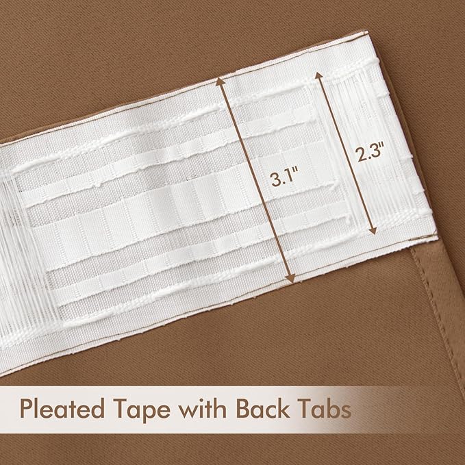 MIULEE Back Tab Blackout Curtains 120 Inch Long 2 Panels Set for Living Room Bedroom, Rod Pocket/Pinch Pleated Extra Long Thermal Insulated Room Darkening Light Blocking 10FT Drapes, Cappuccino Brown